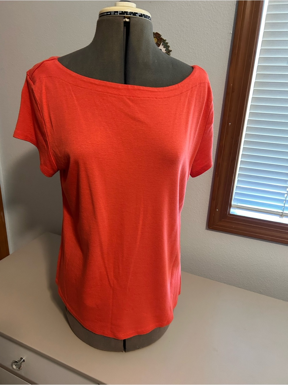 Women's  Orange Short-Sleeve Boatneck Top